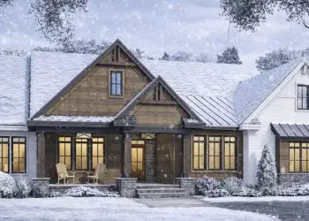 2563 Sq Ft 4-Bed Transitional Farmhouse with Private Master Suite & Porch